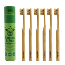 Million Marker Approved Products - Natural Bristly Bamboo Toothbrush - 6 pack